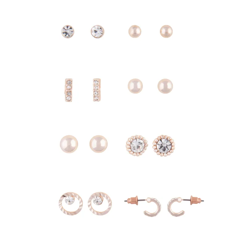 Rose Gold Stud Earring 8-Pack sold by lovisa