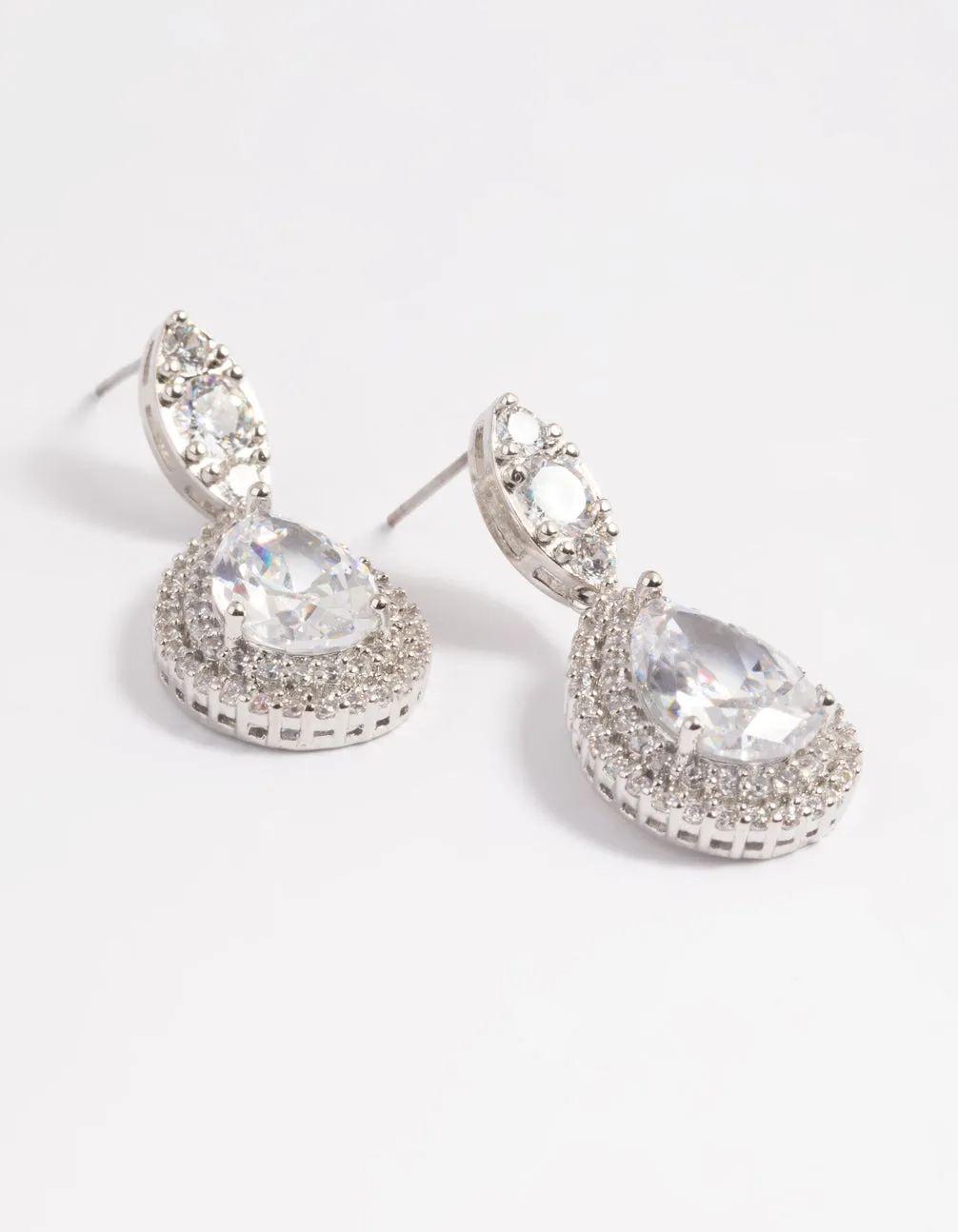 Rhodium Diamond Simulant Oval Halo Drop Earrings sold by lovisa product image thumbnail 4