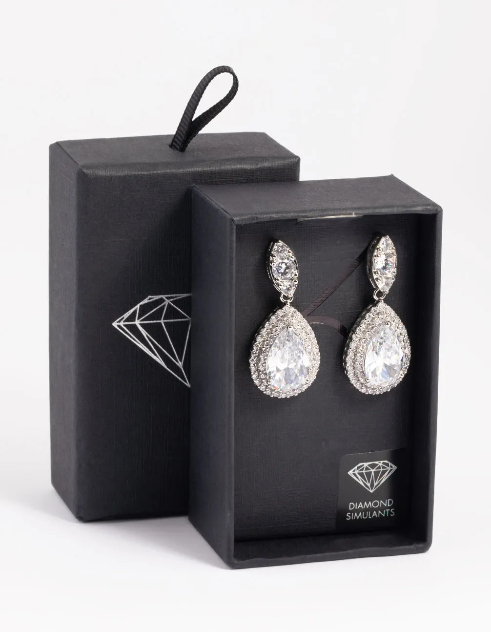 Rhodium Diamond Simulant Oval Halo Drop Earrings sold by lovisa product image thumbnail 3