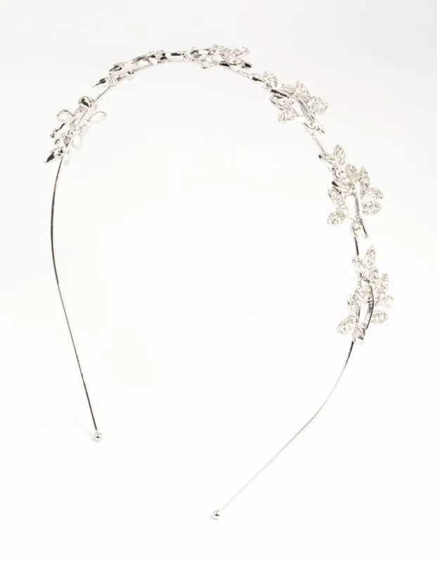 Silver Diamante Leaf Cluster Headband sold by lovisa