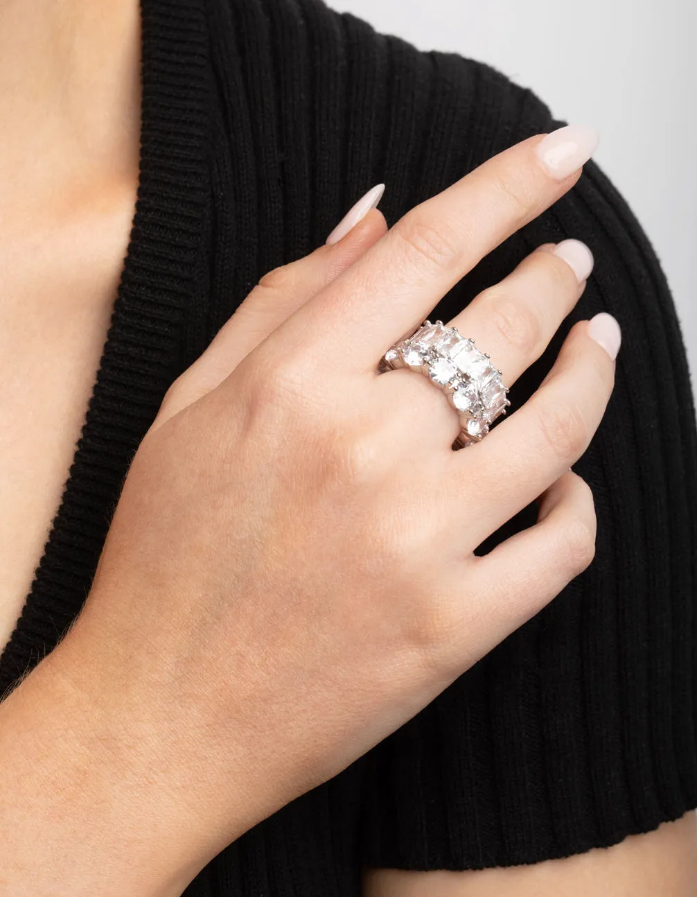 Silver Cubic Zirconia Baguette Ring Stack Pack sold by lovisa product image thumbnail 2