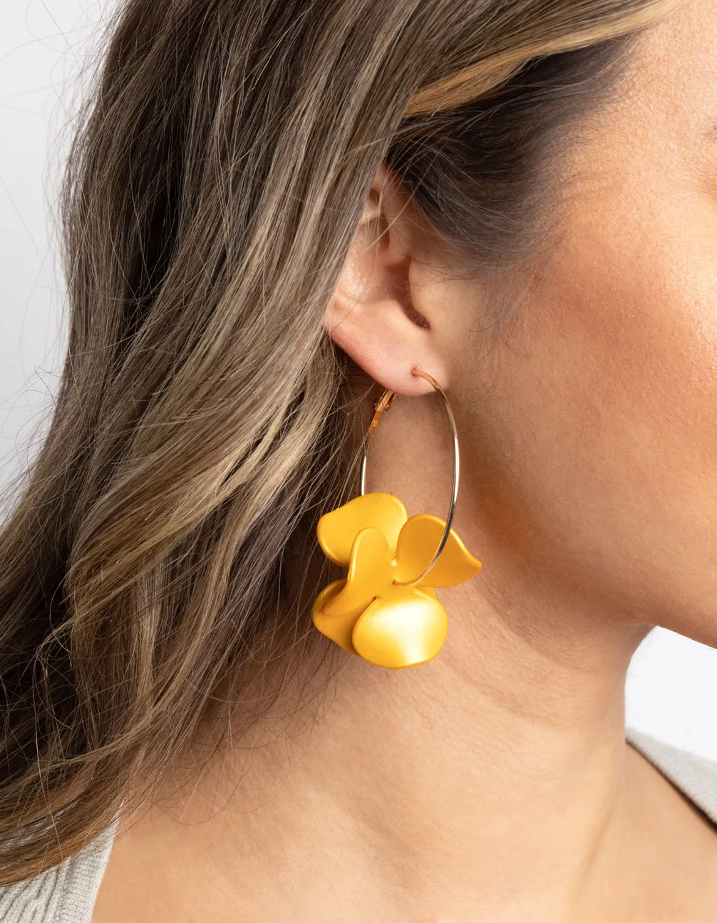 Matte Yellow Flower Hoop Earrings sold by lovisa product image thumbnail 2