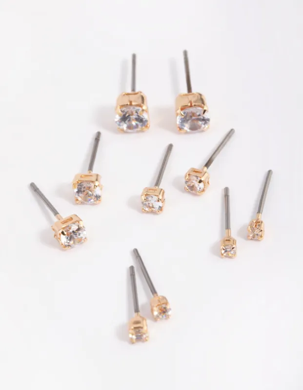 Gold Diamante Stud Earring 5-Pack sold by lovisa