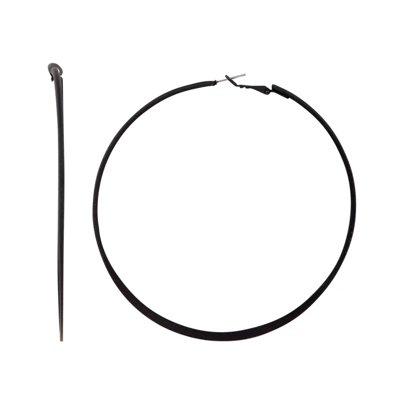 Black Fine Flat Edge Hoop Earrings sold by lovisa