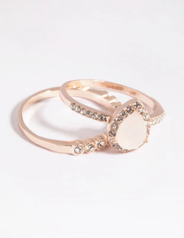 Rose Gold Cat Eye Ring Stack Pack sold by lovisa