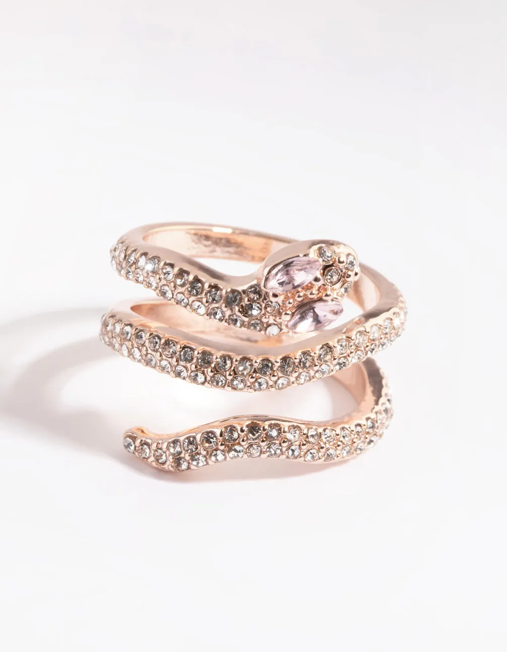 Rose Gold Diamante Snake Ring sold by lovisa