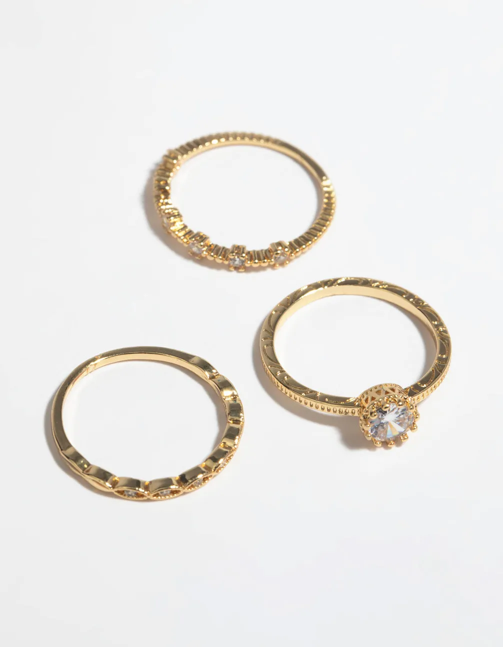 Gold Plated Cubic Zirconia Engaement Ring Stack sold by lovisa product image thumbnail 2