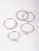 Rhodium Cubic Zirconia Geometric Ring Stack 5-Pack sold by lovisa