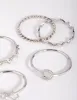 Rhodium Cubic Zirconia Geometric Ring Stack 5-Pack sold by lovisa