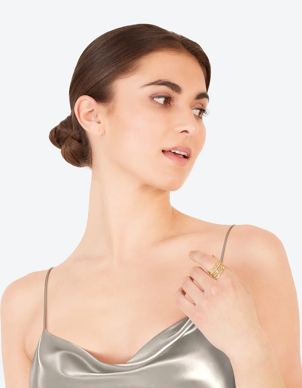 Gold Plated Molten Diamante Ring 6-Pack sold by lovisa product image thumbnail 3