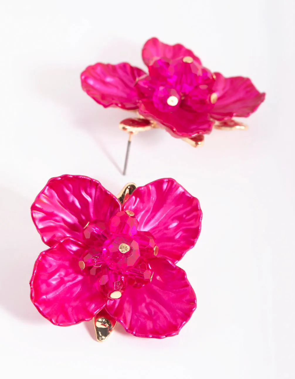 Fuchsia Pearlised Flower Stud Earrings sold by lovisa product image thumbnail 2