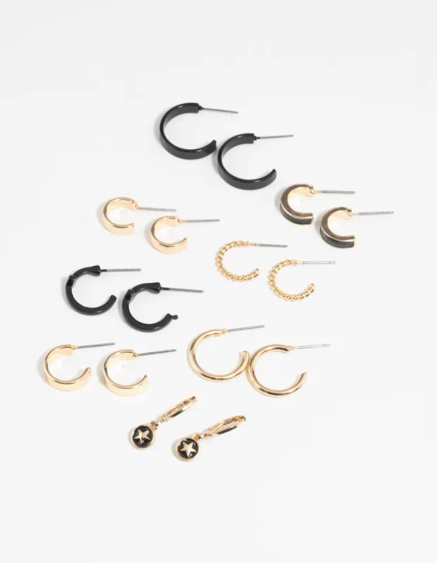 Gold Star Hoop Earring 8-Pack sold by lovisa