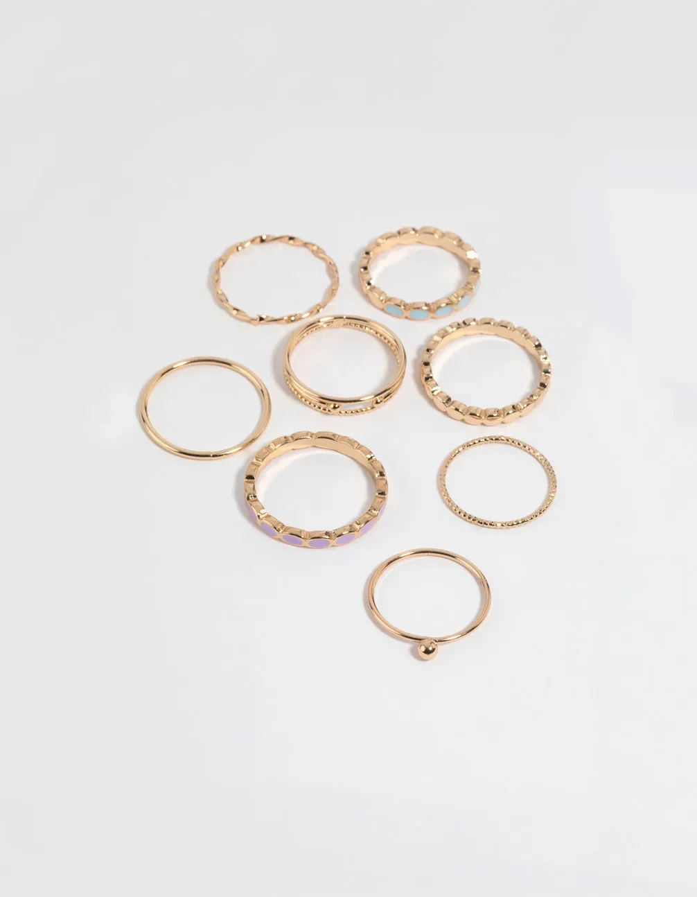 Gold Enamel Circle Ring Pack sold by lovisa
