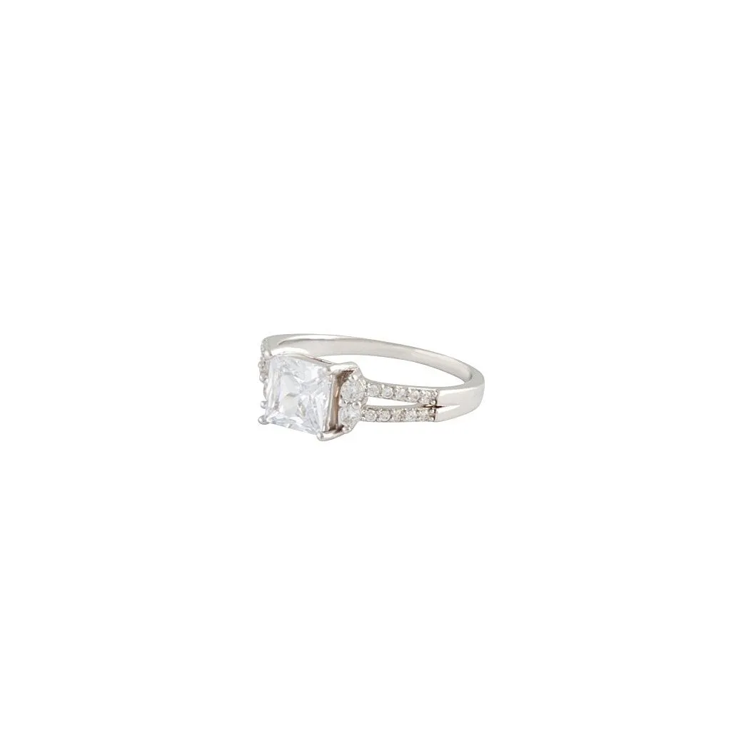 Rhodium Cubic Zirconia Square Stone Ring sold by lovisa