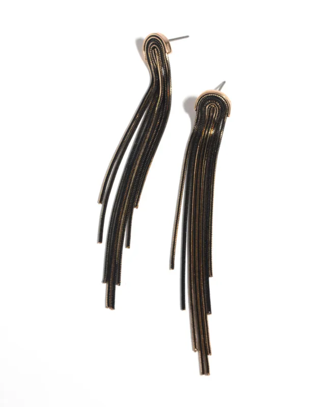 Black Waterfall Diamante Earrings sold by lovisa