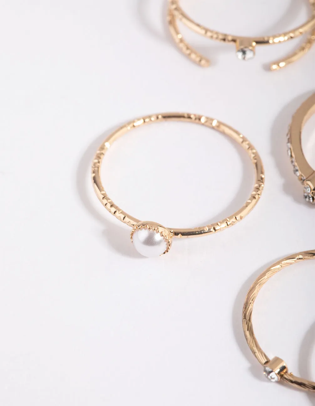 Gold Diamante & Pearl Ring Pack sold by lovisa product image thumbnail 3