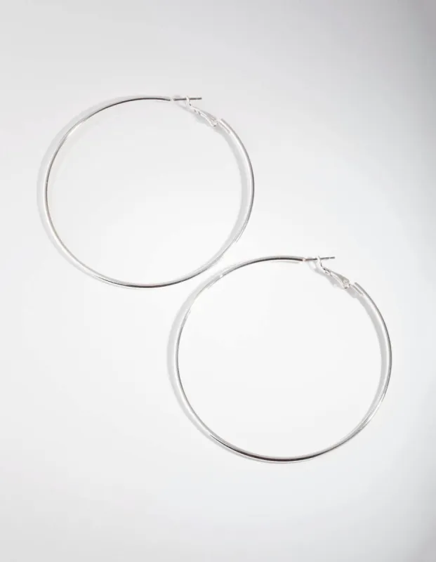 Silver Medium Hoop Earrings sold by lovisa