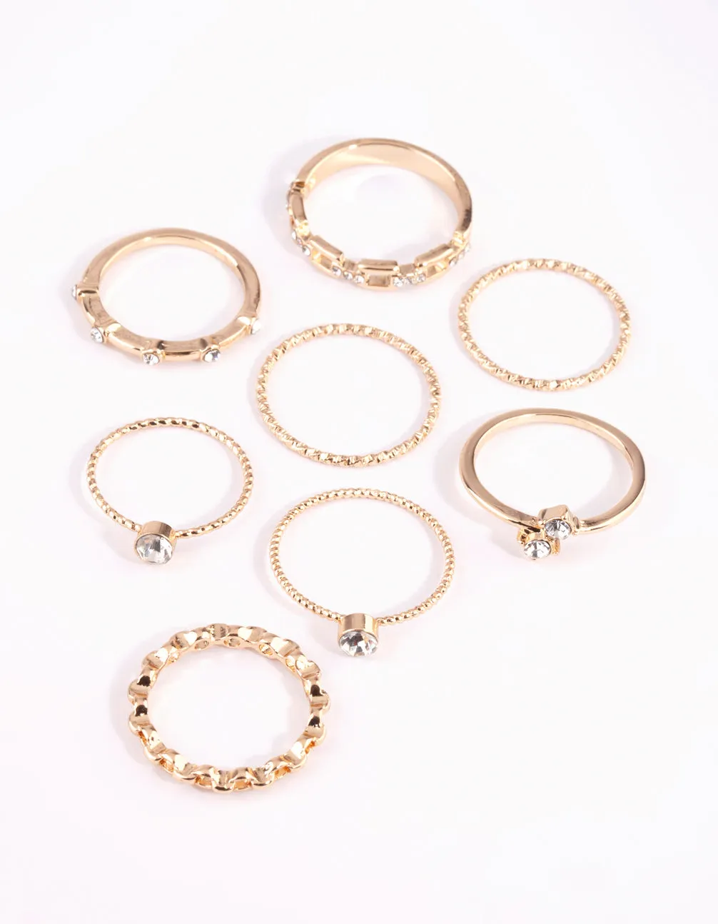 Gold & Diamante Chain Ring Pack sold by lovisa