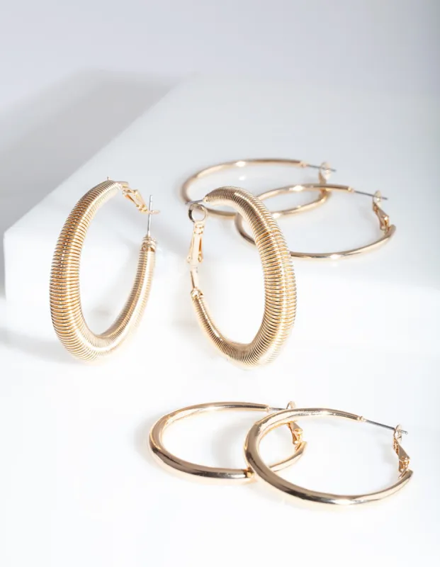 Gold Spiral Hoop Pack sold by lovisa