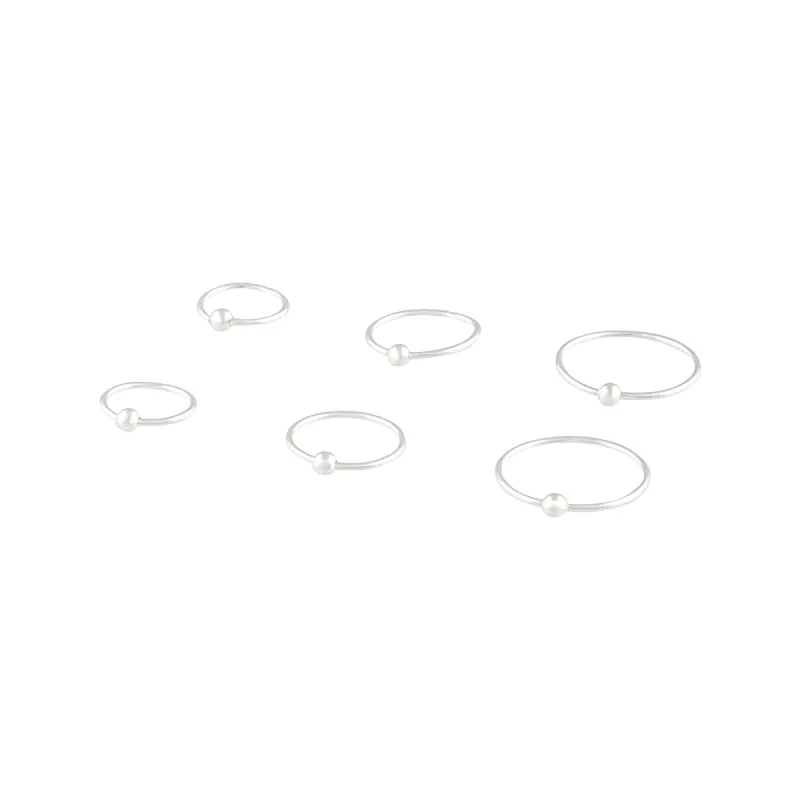 Sterling Silver Ball Gradual Size Nose Ring Pack sold by lovisa