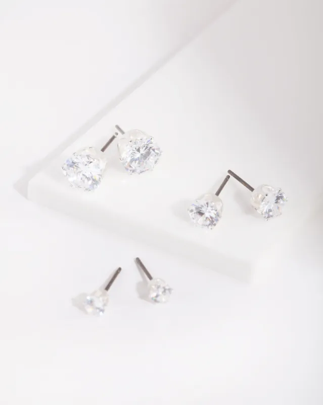 Cubic Zirconia Round Stud Earring Pack sold by lovisa