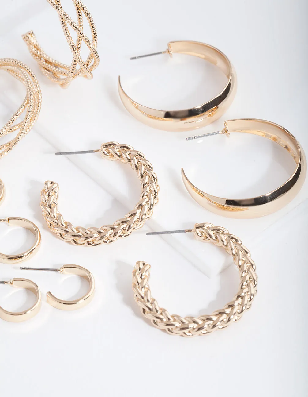 Gold Multi Twist Hoop Earring 6-Pack sold by lovisa product image thumbnail 3