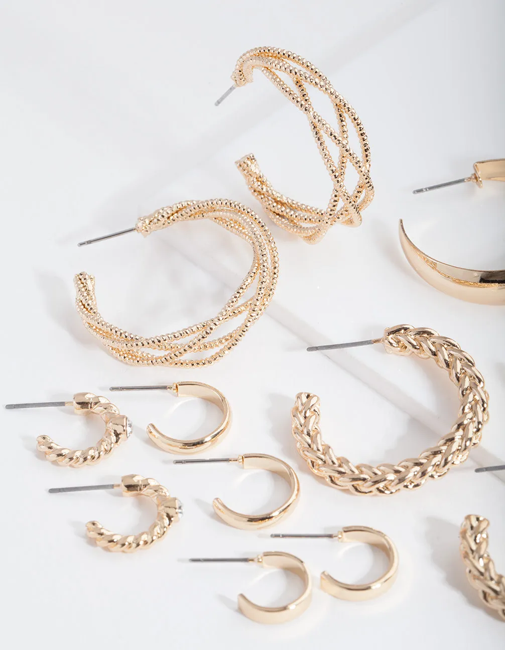 Gold Multi Twist Hoop Earring 6-Pack sold by lovisa product image thumbnail 4