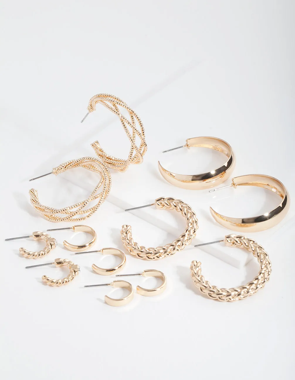 Gold Multi Twist Hoop Earring 6-Pack sold by lovisa
