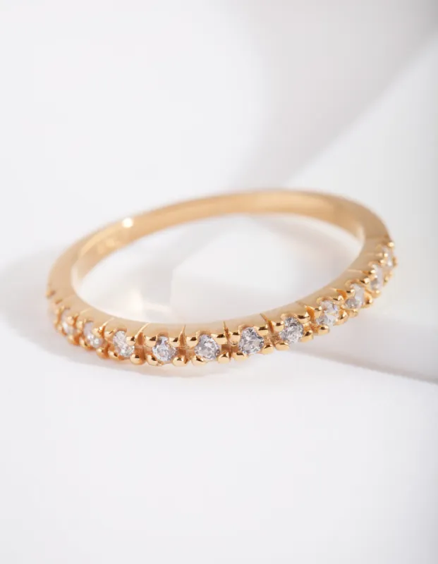 Gold Plated Sterling Silver Pave Diamante Ring sold by lovisa