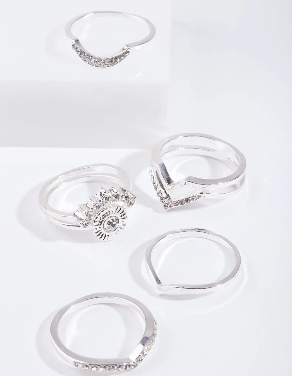Silver Diamante Point Ring 7-Pack sold by lovisa product image thumbnail 3