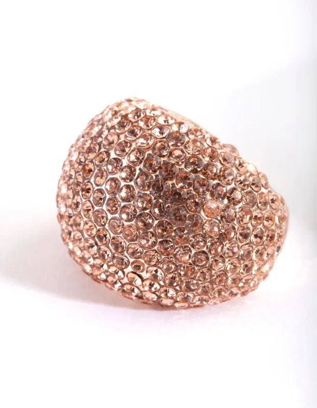 Rose Gold Giant Pave Dome Ring sold by lovisa