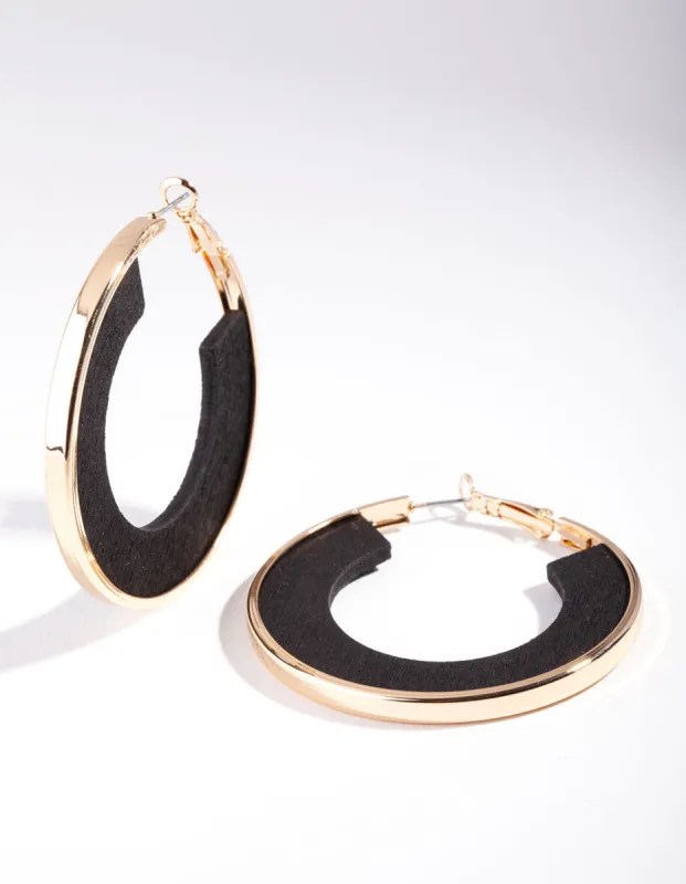Gold Black Inner Hoop Earrings sold by lovisa