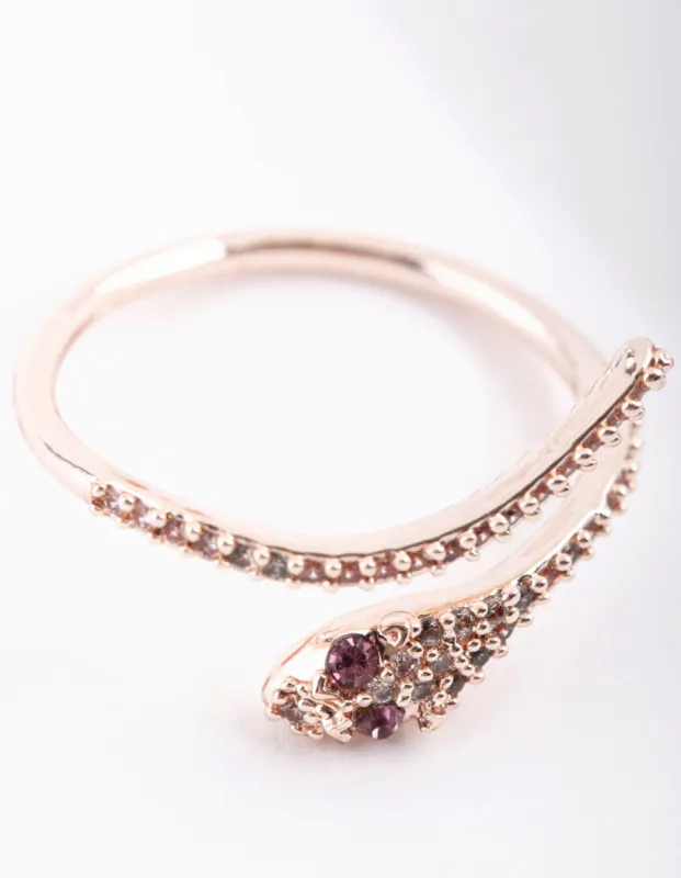 Rose Gold Cubic Zirconia Snake Wrap Ring sold by lovisa