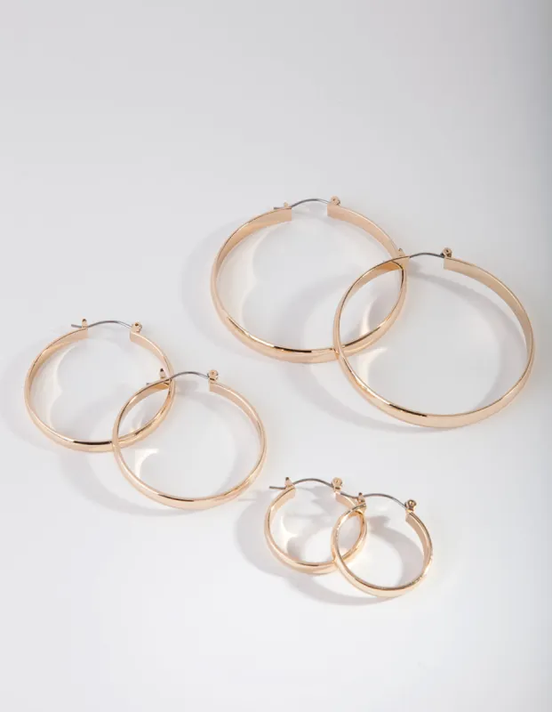 Gold Size Hoop Earring Pack sold by lovisa