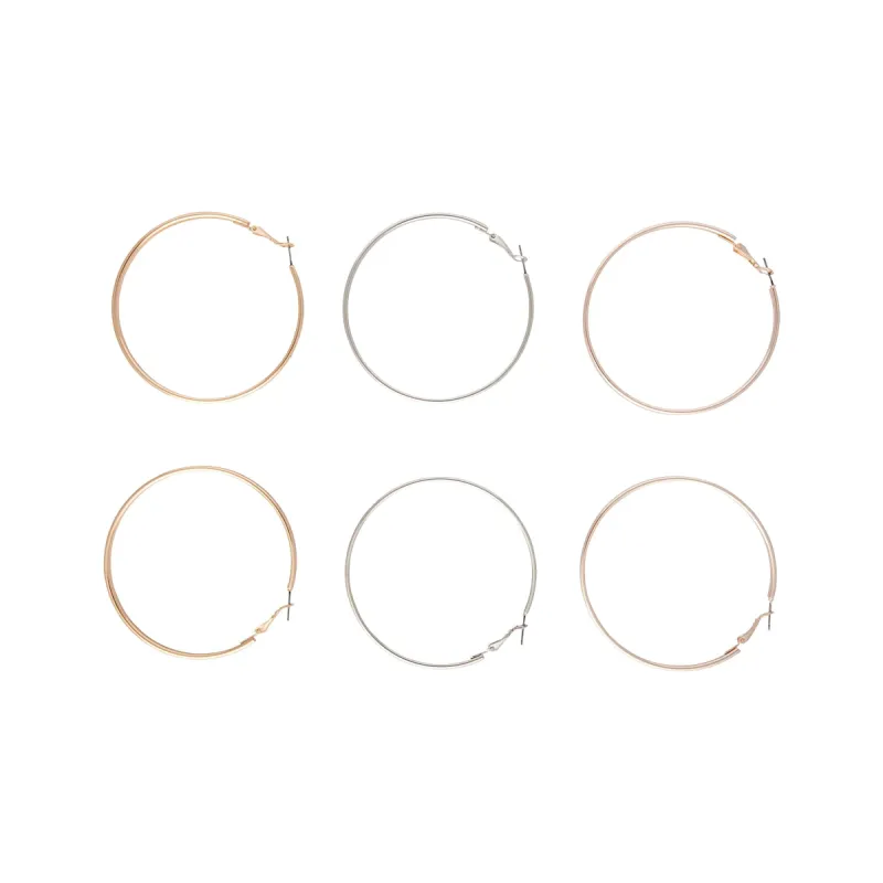 Mixed Metal Shiny Large Hoop Earring Pack sold by lovisa