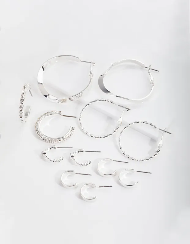 Silver Multi Choice Hoop Earring 6-Pack sold by lovisa