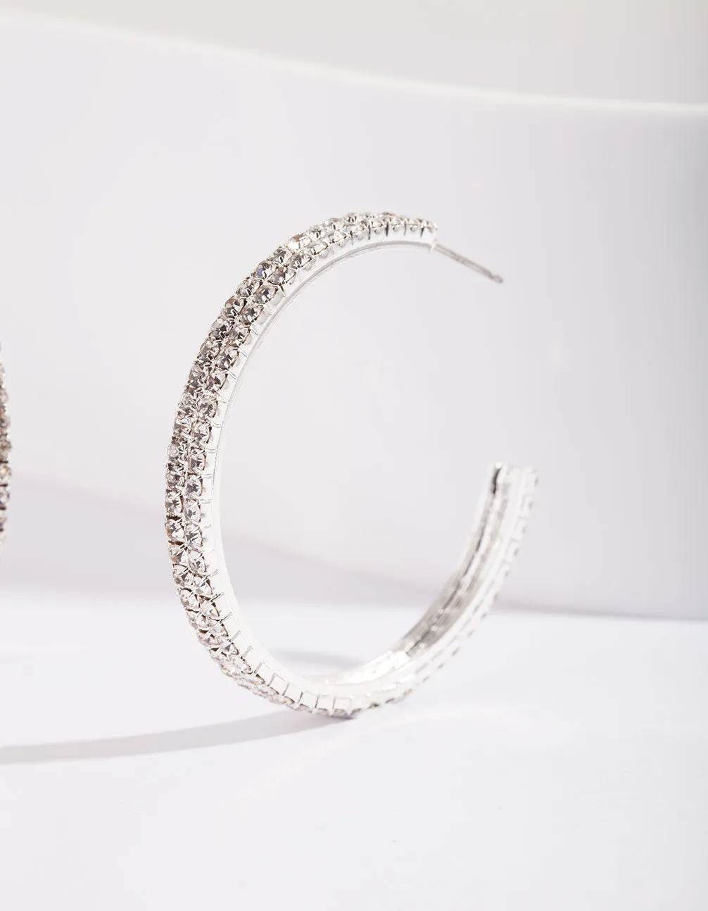 Double Row Diamante Hoop Earrings sold by lovisa product image thumbnail 4