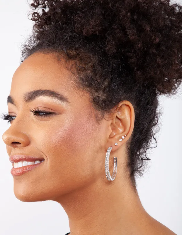 Double Row Diamante Hoop Earrings sold by lovisa