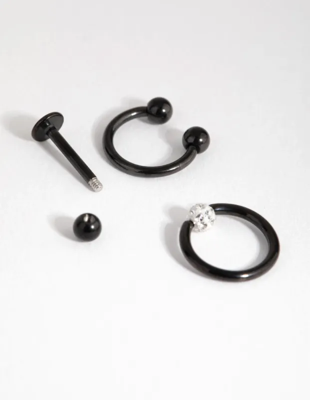 Matte Surgical Steel Ferido Stud & Ring Earring Pack sold by lovisa