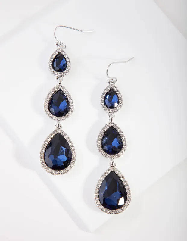 Silver Diamante Teardrop Earrings sold by lovisa
