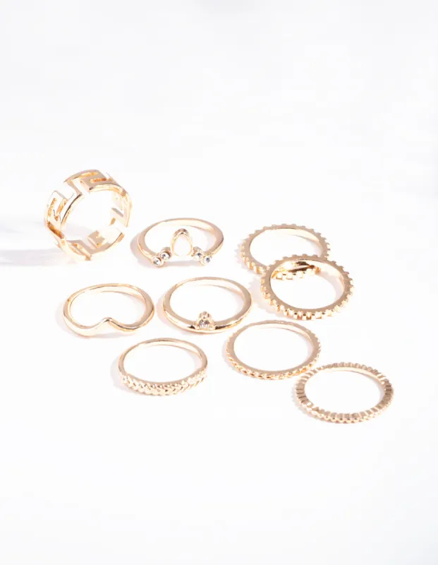 Gold Key Cut-Out Ring Pack sold by lovisa