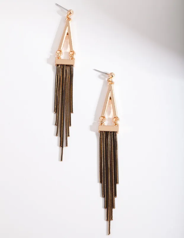 Black Gold Chain Earrings sold by lovisa