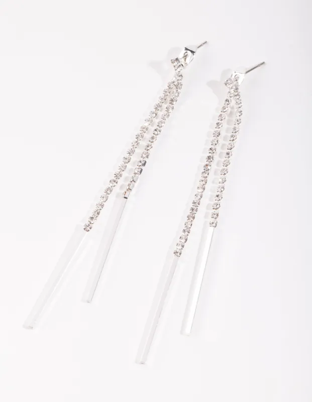 Silver Diamante Cup Chain Drop Earrings sold by lovisa