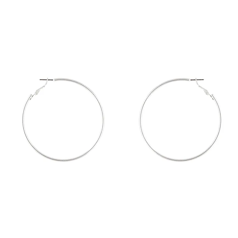 Silver Rounded 6cm Hoop Earrings sold by lovisa