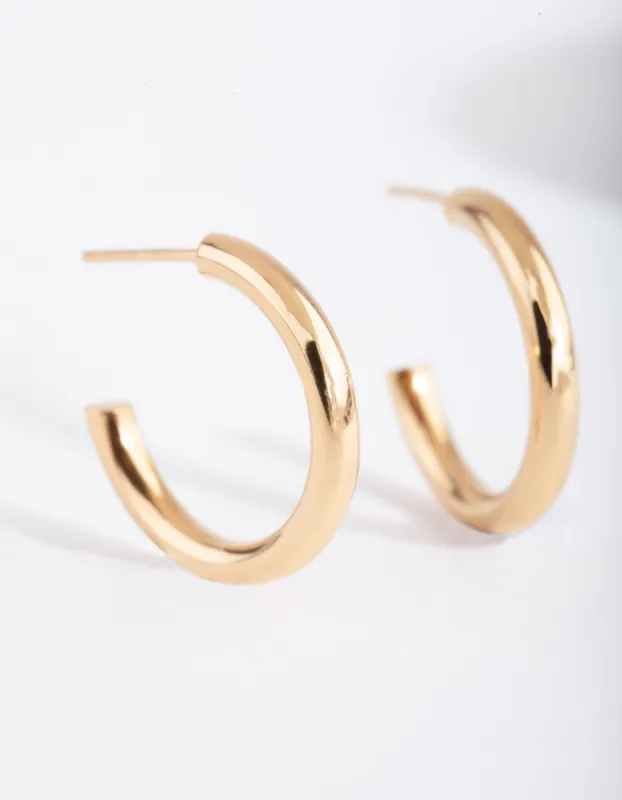 Gold Plated Sterling Silver Chubby Hoop Earrings sold by lovisa