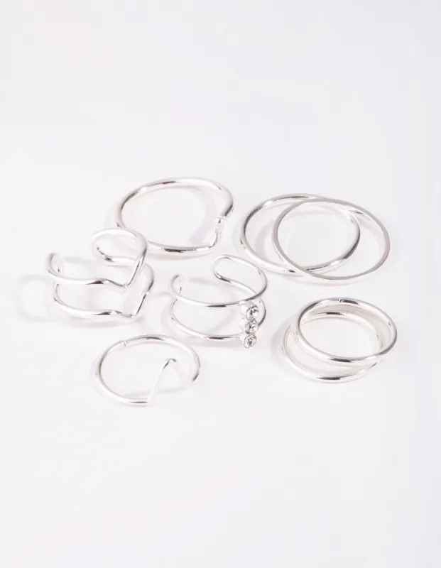 Silver Multi Band 8-Pack Rings sold by lovisa