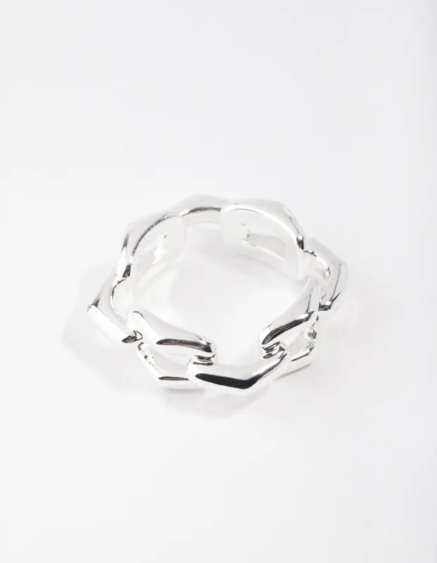 Silver Plated Rectangle Link Ring sold by lovisa