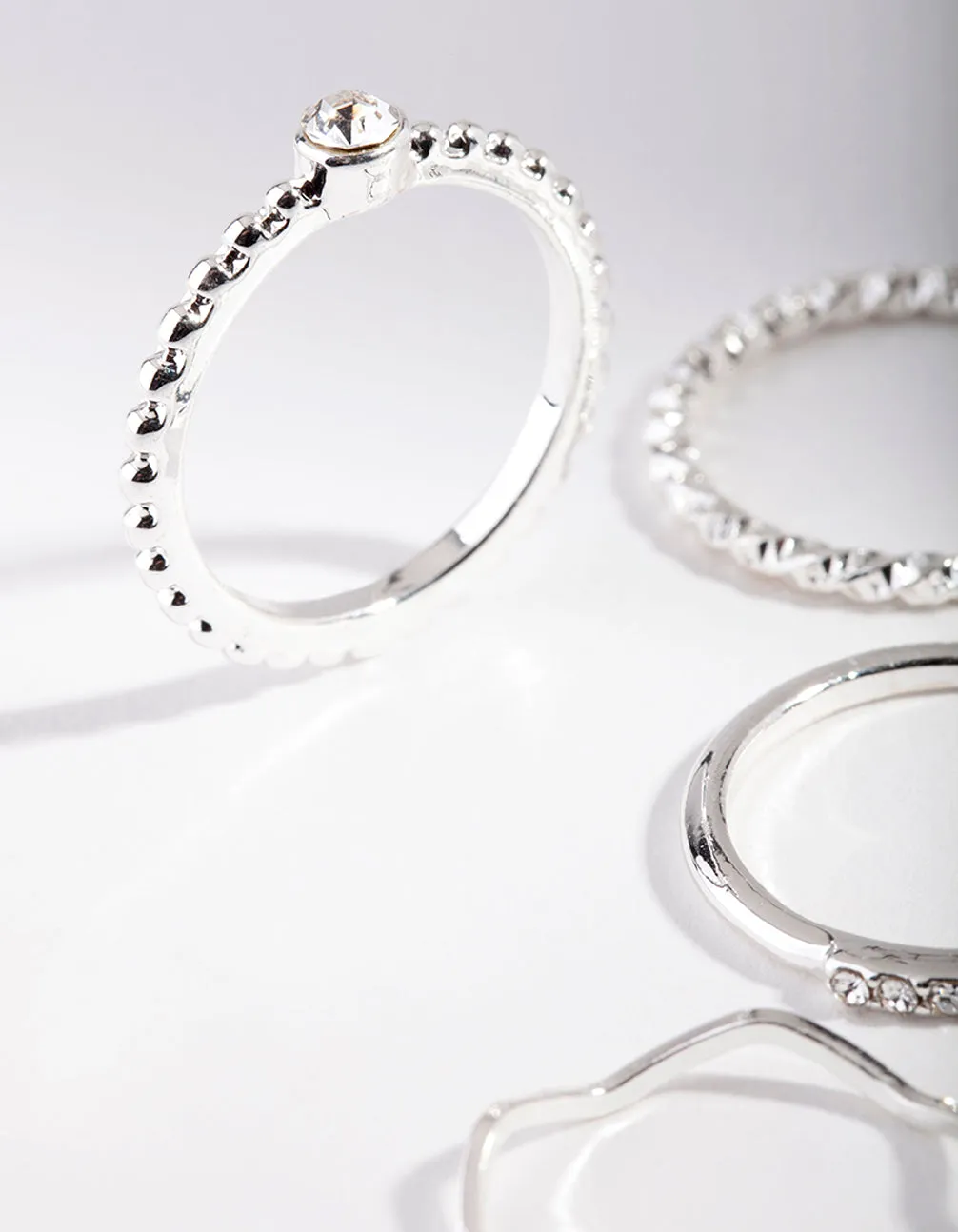 Silver Diamante Mixed Band Ring 6-Pack sold by lovisa product image thumbnail 3