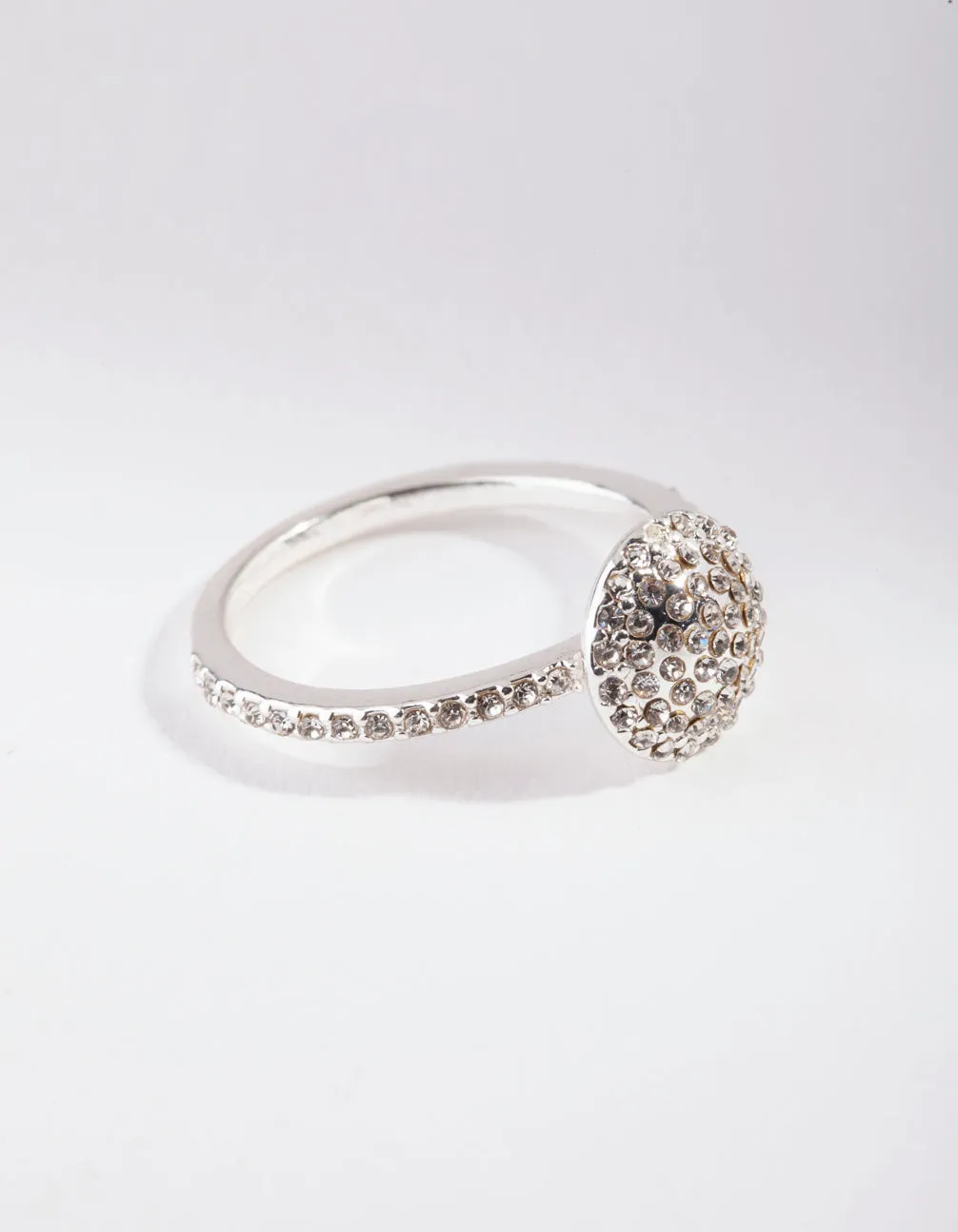 Silver Diamante Round Ring sold by lovisa