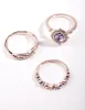Rose Gold Purple Stone Ring Stack sold by lovisa